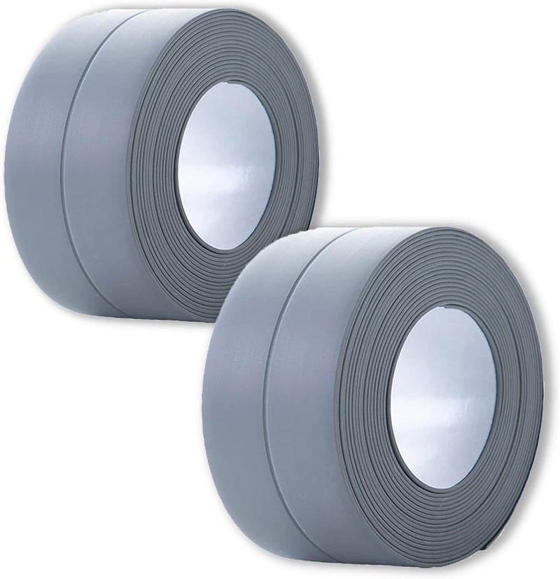 UIOCSSC 2 Pack Caulk Strip, 1.5" x 10.5Ft PVC Self Adhesive Caulk Tape, Sealing Waterproof Silicone Tape for Bathroom Bathtub Kitchen Toilet Wall Windows - Image 1